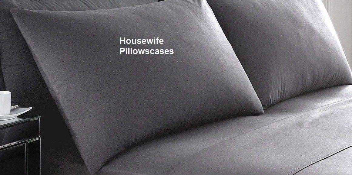 Excellent Quality Plain Grey 400TC PAIR Housewife Pillowcase 100% Egyptian Cotton - 50cm x 75cm (20" x 30")