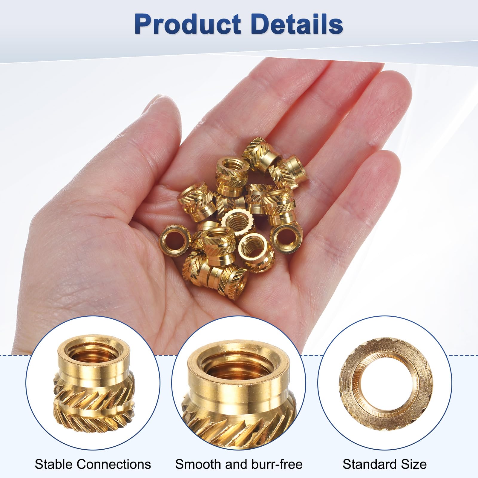 M METERXITY 25-Pack Threaded Inserts, M6 x 8mm l x 9mm OD Brass Heat Set Insert Nuts - Image 2