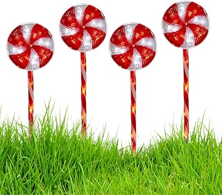 Solar Candy Cane Light - Christmas Lights for Pathway - Lollipops Christmas Pathway Maker Lights Outdoor Decorations, Solar Powered Candy Cane Walkway Outside Yixue