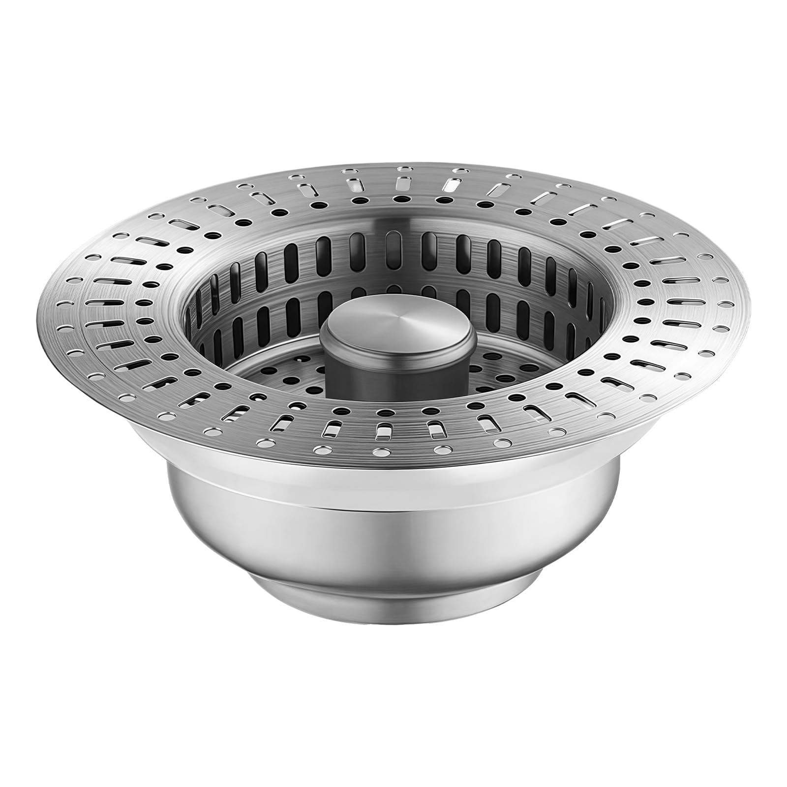 Kitchen Sink Drain Plug Stainless Steel Drain Strainer Bounce Score Sink Plug Anti-clogging Push Type Stopper Stainless Steel Sink Stopper Bathroom Strainer