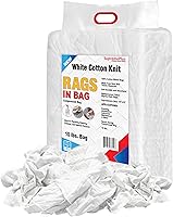 Vista 16 de Trapos de limpieza de camisetas blancas de primera calidad (caja de 10 libras), trapos de algodón blanco para limpieza, manchas, pintura, aceite