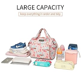 FHELAD Pink Small Diaper Bag Backpack Diaper Tote Bag Printed, Waterproof Multi-Function Mini Tote Maternity Bags Travel Backpacks with Insulated Pockets, Pink