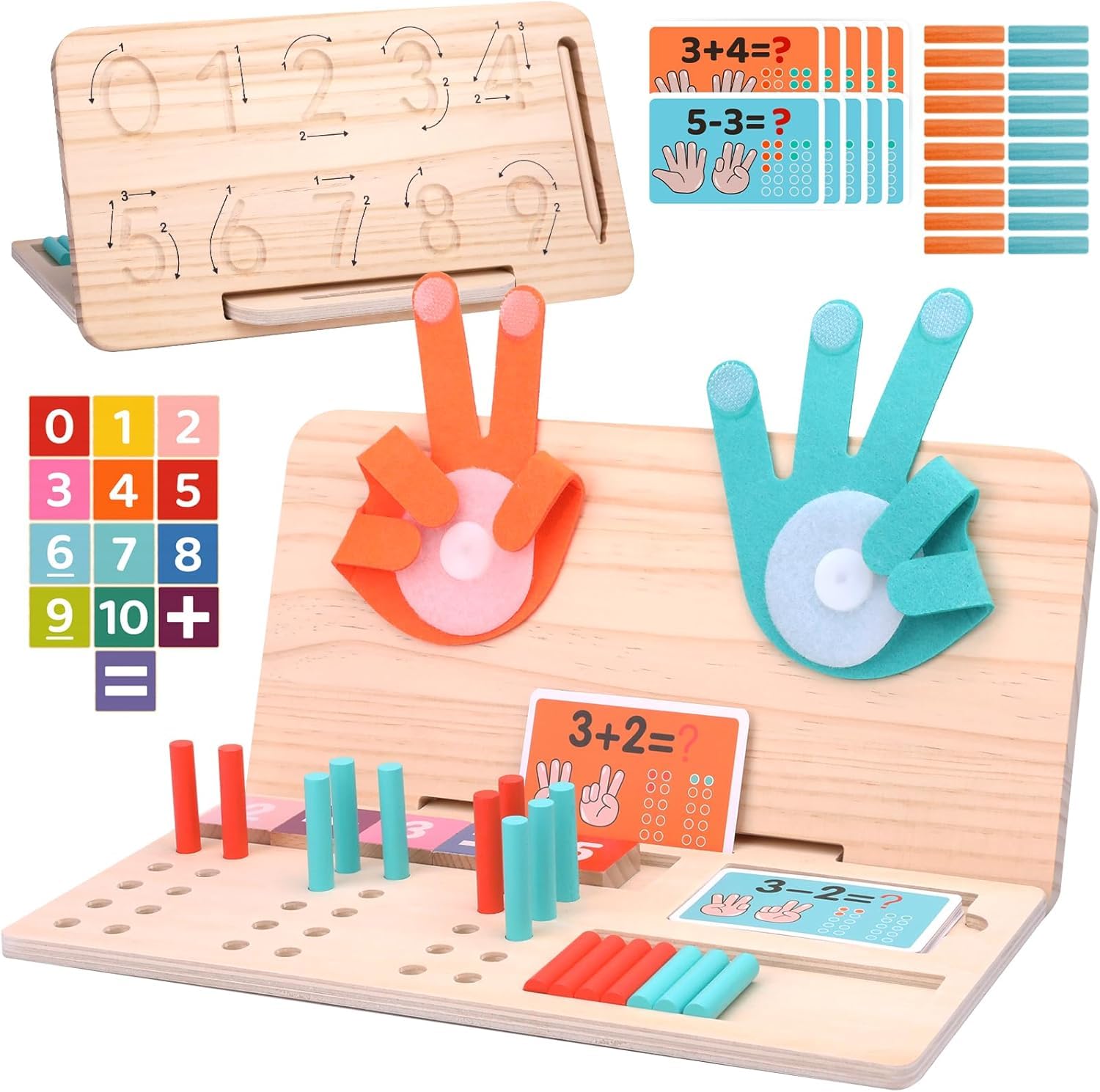 Juguete Matemático Montessori De Madera Con Bloques Numéricos, Palitos De Conteo Y Tablero De Trazado, Aprendizaje STEM Para Niños De 2 A 5 Años