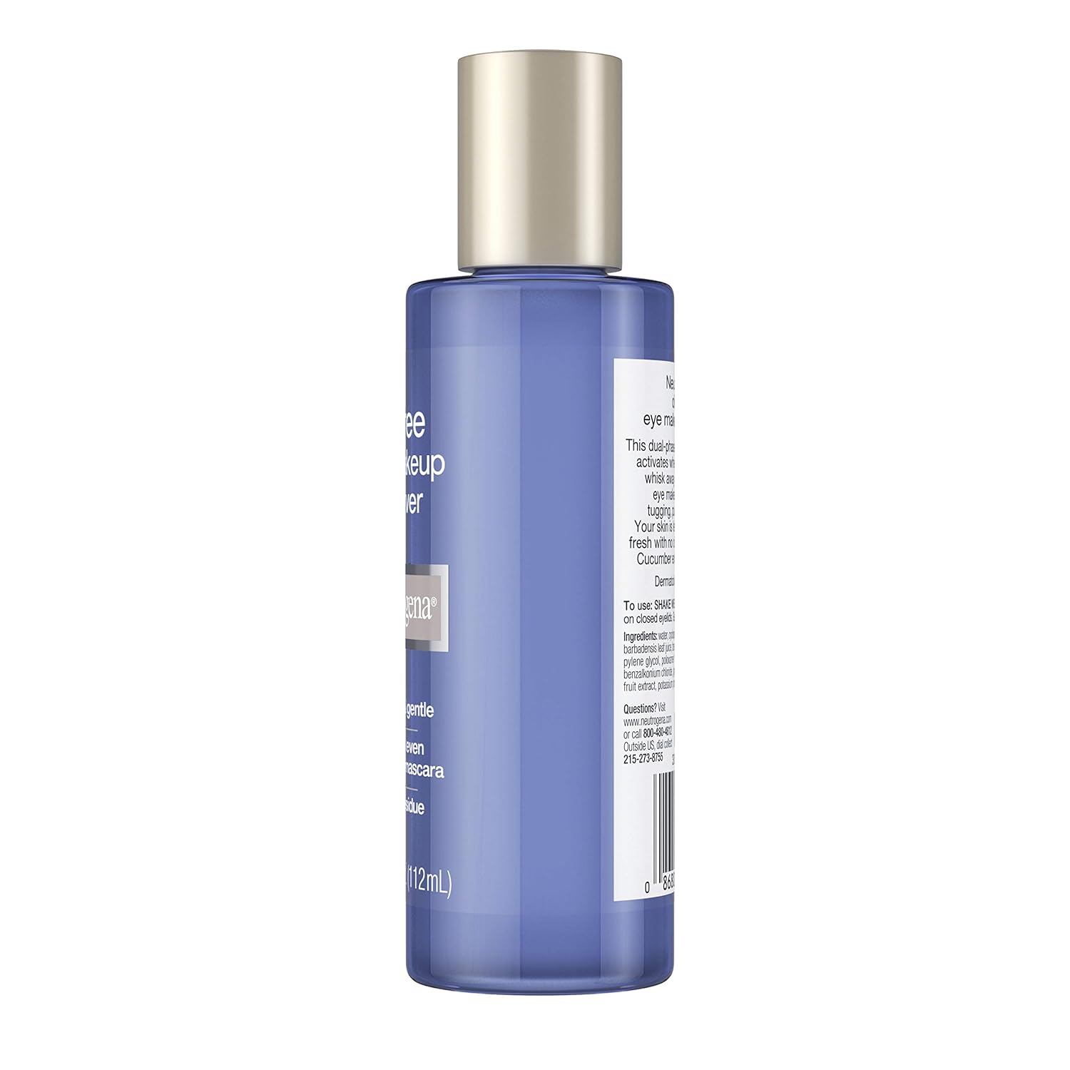 Neutrogena Oil-Free Liquid Eye Makeup Remover, Residue-Free, Non-Greasy, Gentle & Skin-Soothing Makeup Remover Solution with Aloe & Cucumber Extract for Waterproof Mascara, 3.8 fl. oz
