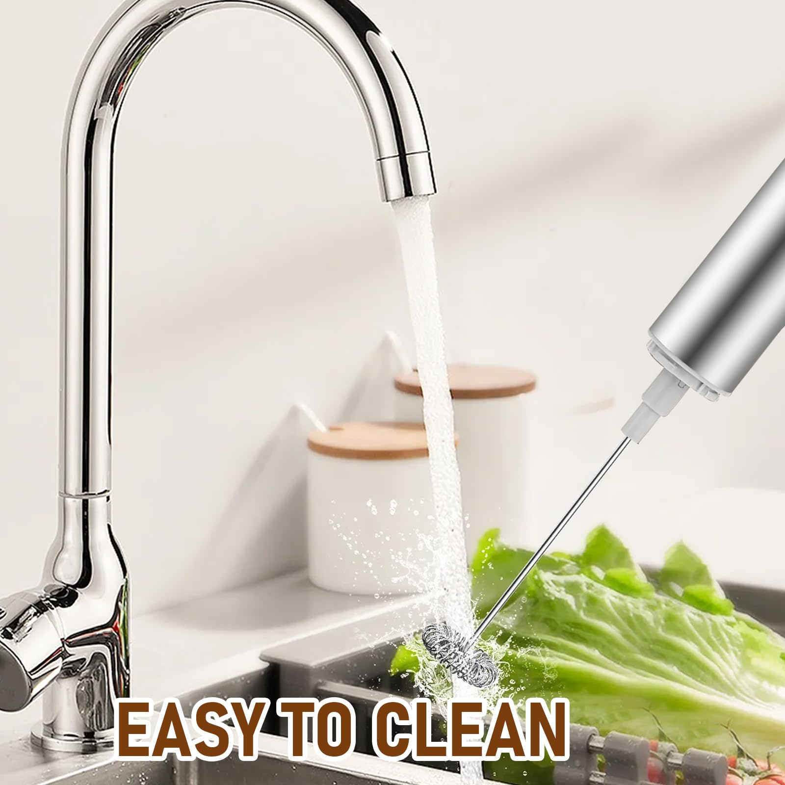 Edelstahl Elektrischer Milchaufschäumer, 3-in-1 Mini-Handmixer Elektrisch USB Wiederaufladbar, Schnellschaum, Handheld Milchschäumer Stab Für Cappuccino/Macchiato/Heiße/Schokolade/Eischnee