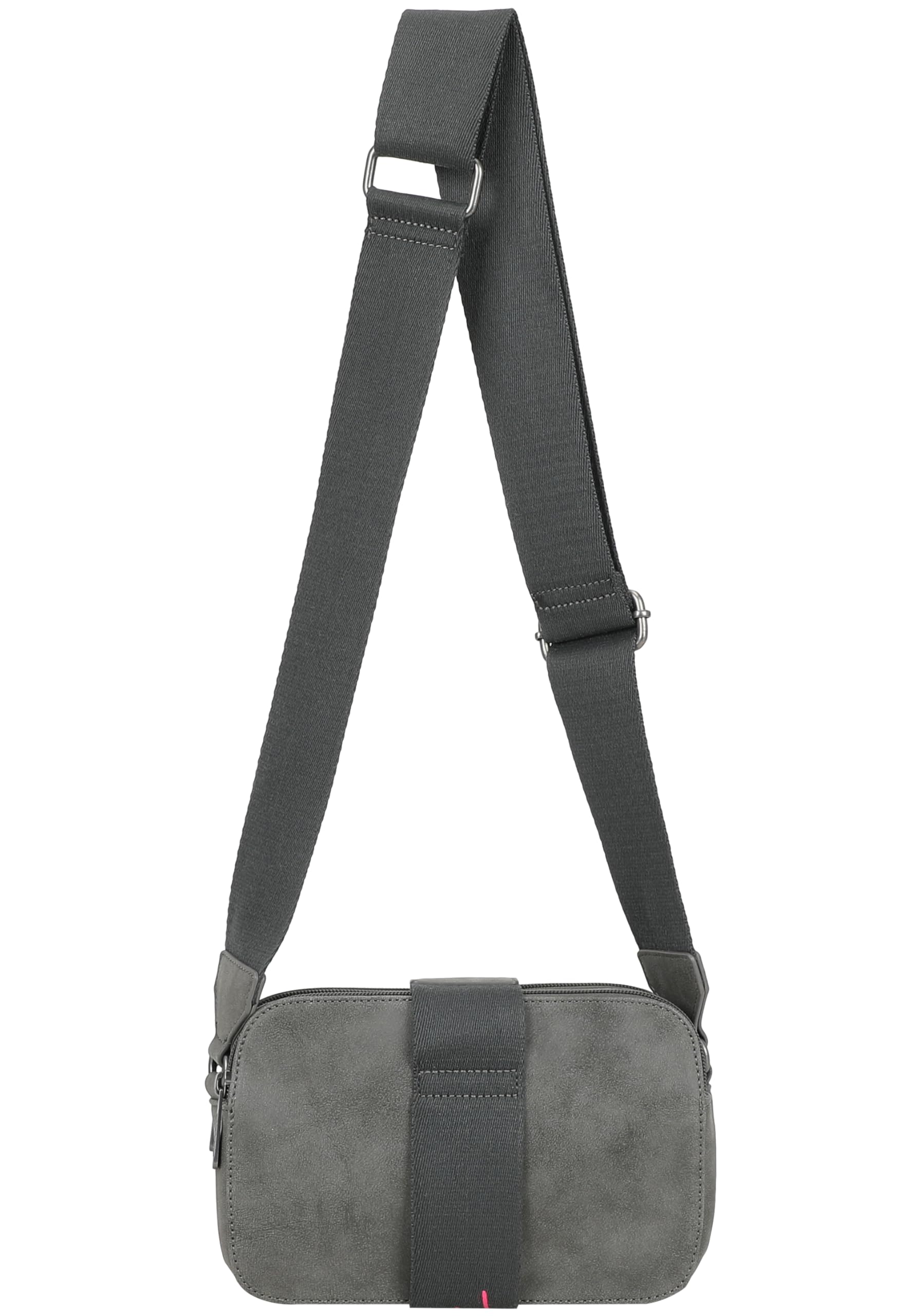 Fritzi Jumy Cross Umhängetasche Kunstleder Damen Crossbody Handtasche Festival City vegan Reissverschluss 14,5 x 22 x 7 cm – Anthrazit, Grün, Hellgrau