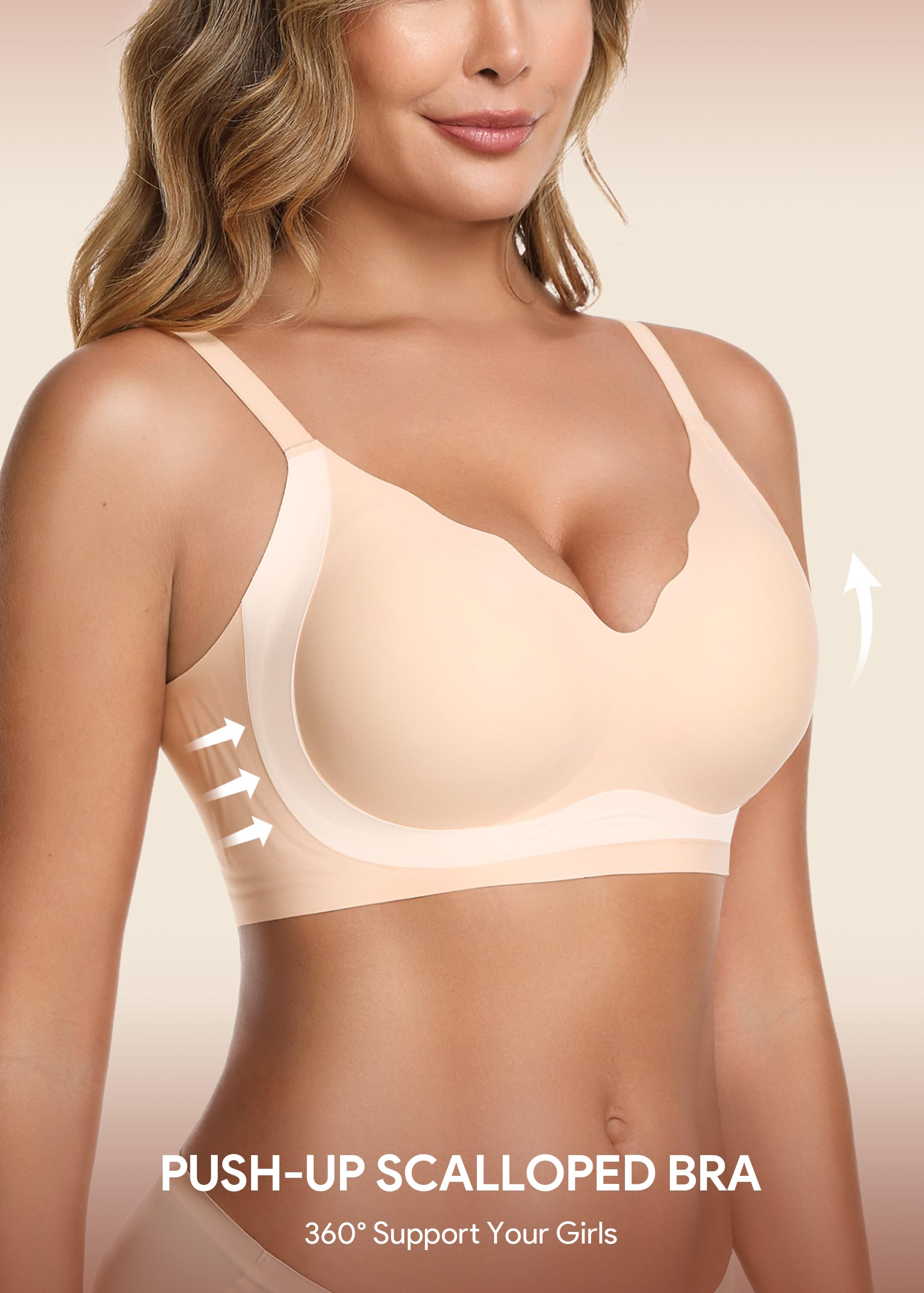 HBselect Damski biustonosz bez fiszbin z wygodnym biustonoszem Minimizer Bralette Biustonosz push-up damski bez szwu z dodatkowym przedłużeniem