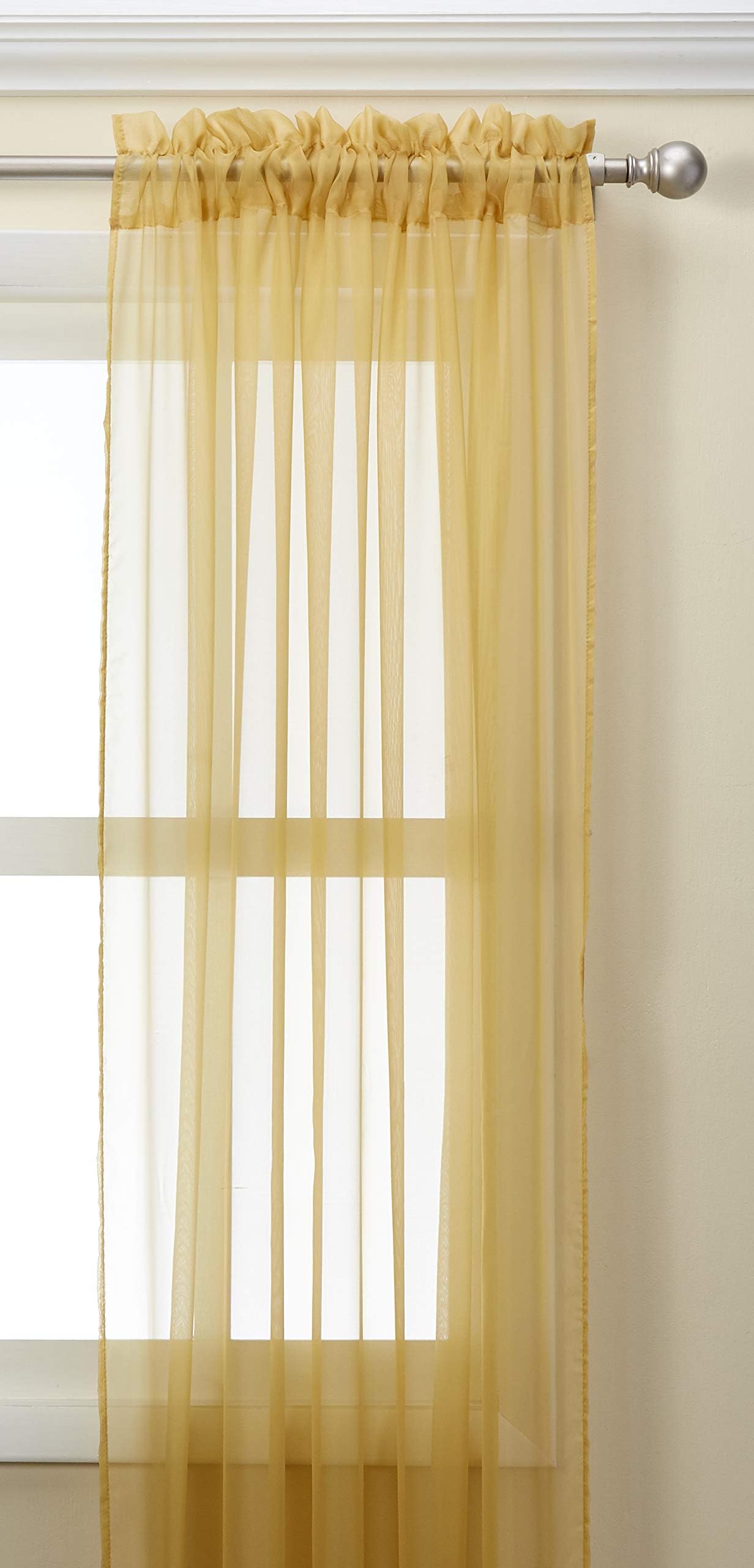 Kashi Home SP012516 55 x 84 inch Lisa Sheer Panel - Gold (1 Panel)