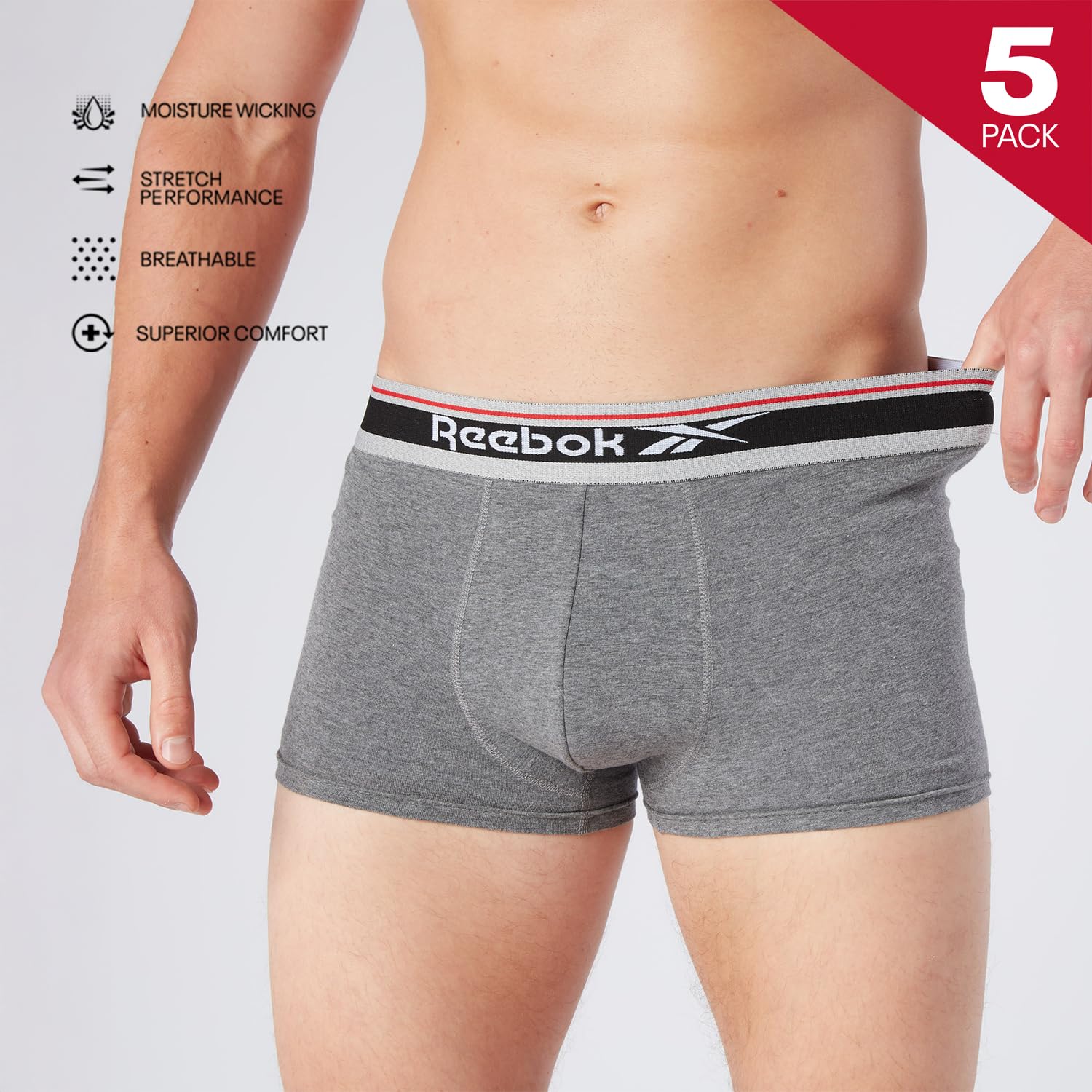 Reebok Jay Boxer Briefs Uomo (Pacco da 5)