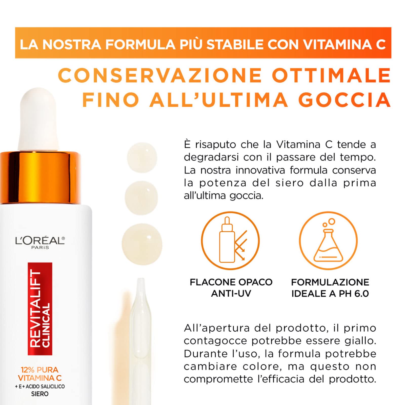 L'Oréal Paris Revitalift Clinical - Sérum facial antiedad, fórmula con 12 % de pura vitamina C E y ácido salicílico, piel luminosa y uniforme, 2 frascos de 30 ml - 4
