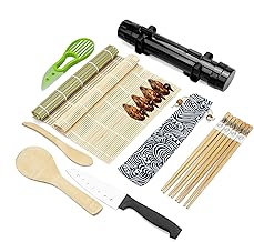 Sushi Making Kit, Bamboo Mat, Sushi Rolling Mat, Beginner Sushi Kit, Paddle, Spreader, Sushi Knife, Chopsticks Holder and Cotton Bag, Avocado Slicer