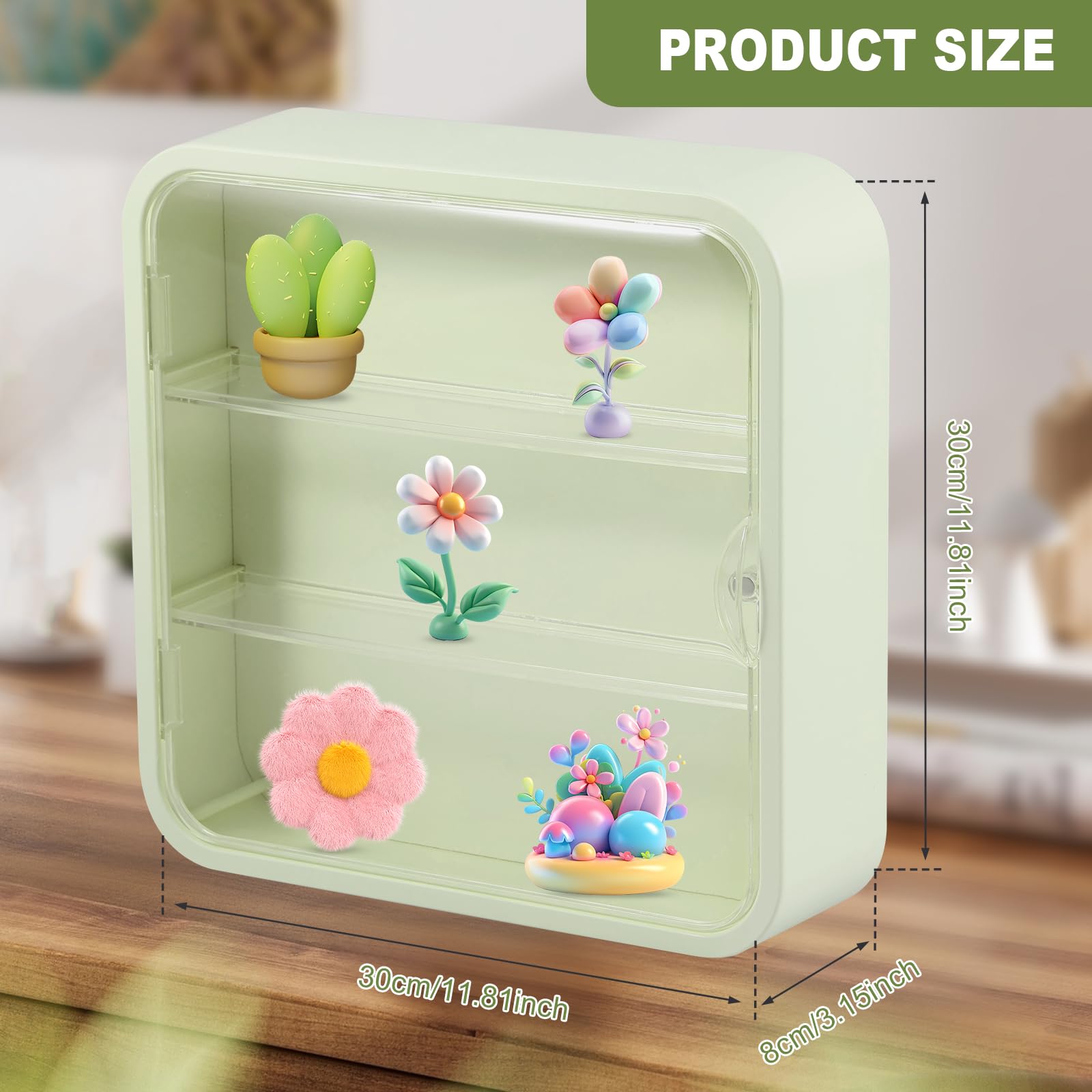 Vitrine Transparente 3 étages Pour Figurines - Anti-poussière, Fermeture Magnétique - 30x30 Cm