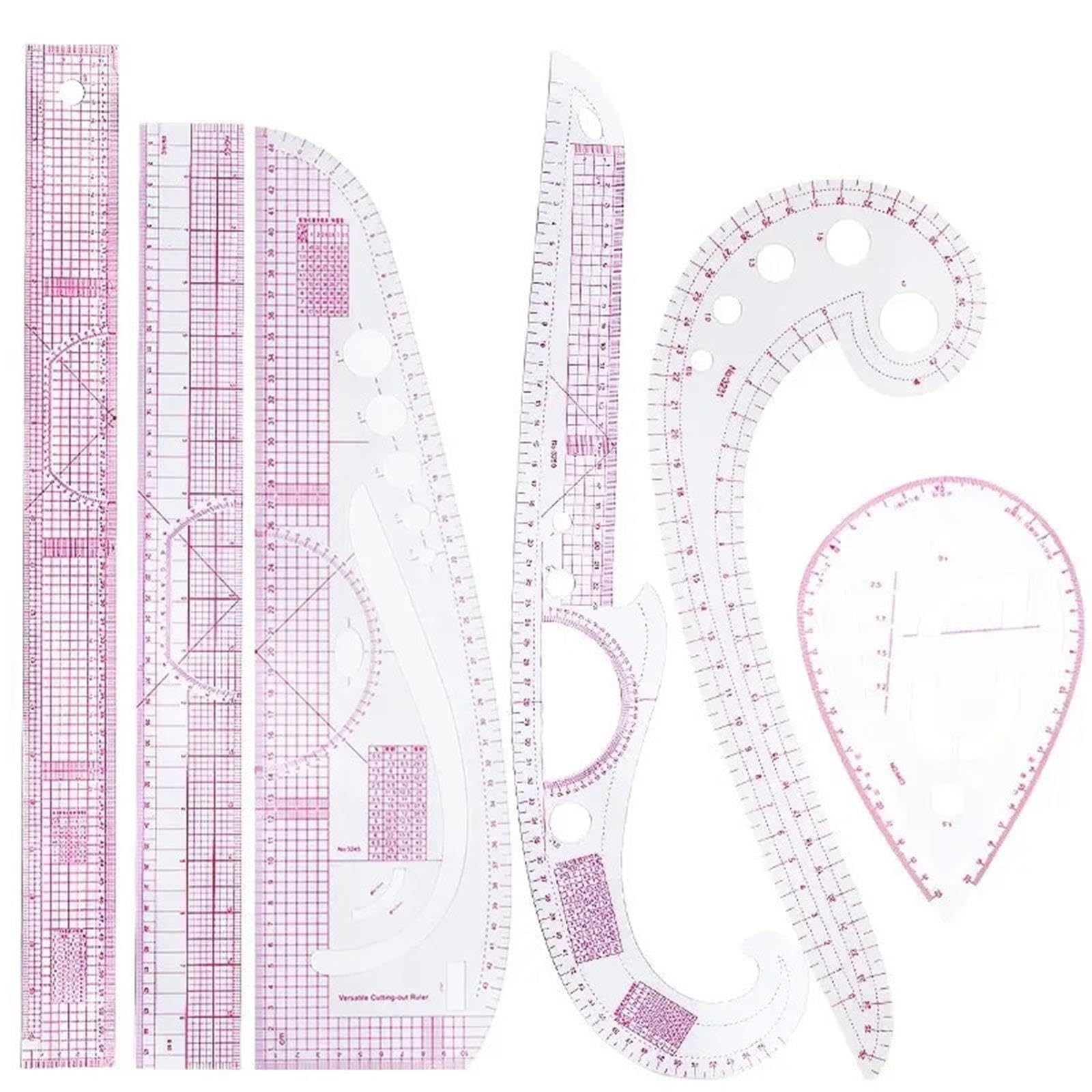 Plantilla De Dibujo A Medida De Medida De Mosaico Suave De Regla Curva | Kit de herramientas de accesorios de costura DIY 6 PCS
