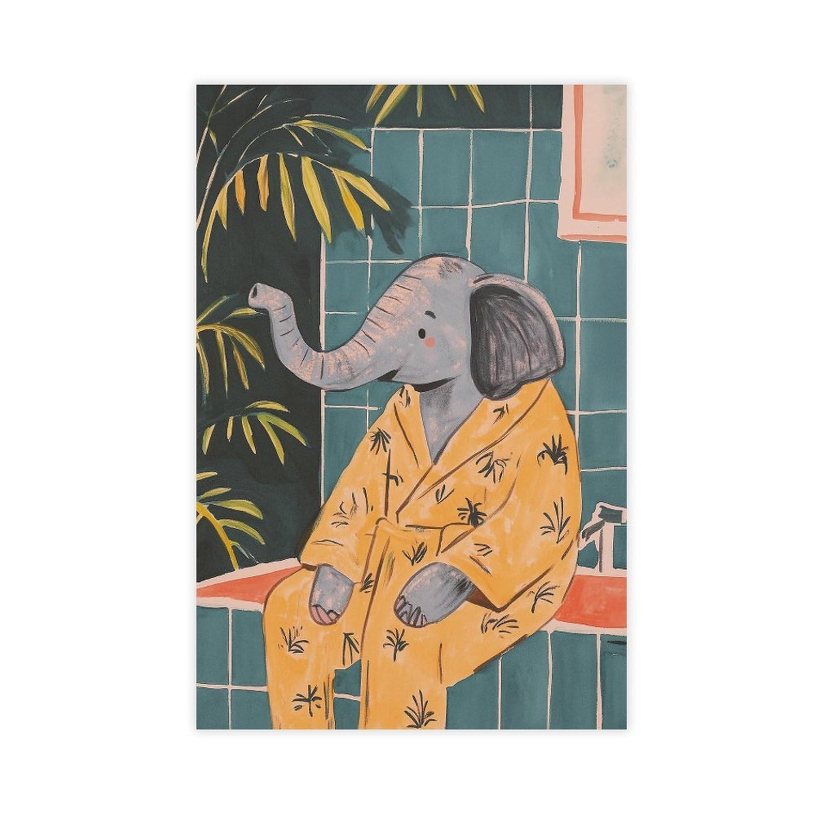 Bareronor Abstract Elephant Poster Canvas Poster Bedroom Decor Landscape Office Room Decor Gift 24" L X 36" W