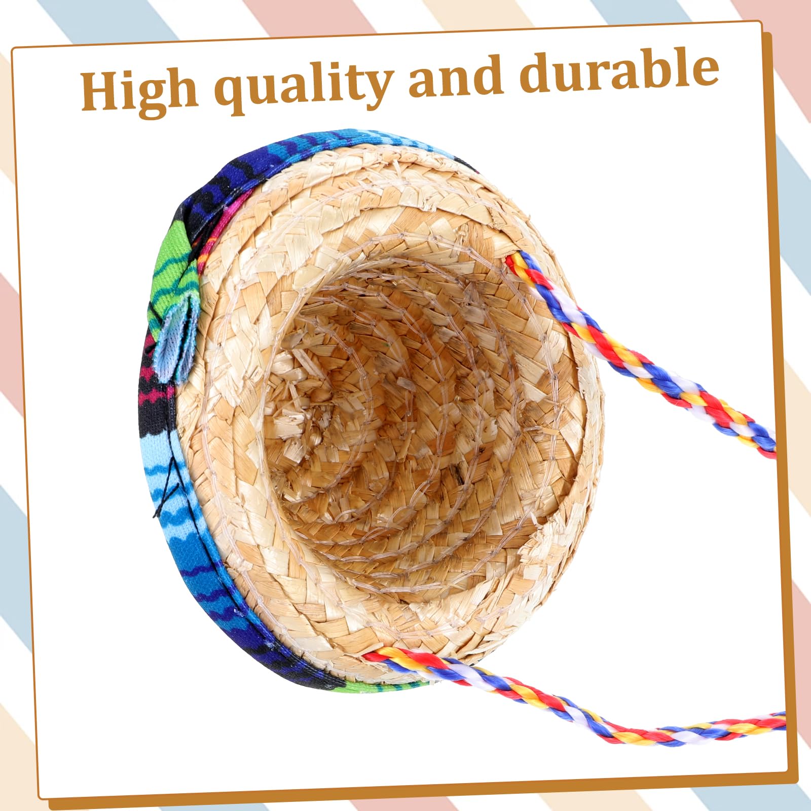 Sombrero-Hüte für Bartdrache, handgefertigt, natürlicher Strohhut mit verstellbarem Kinnriemen, für kleine Haustiere, Eidechsen, Reptilien, Frettchen, Hamster, Schlangen, Meerschweinchen (2)