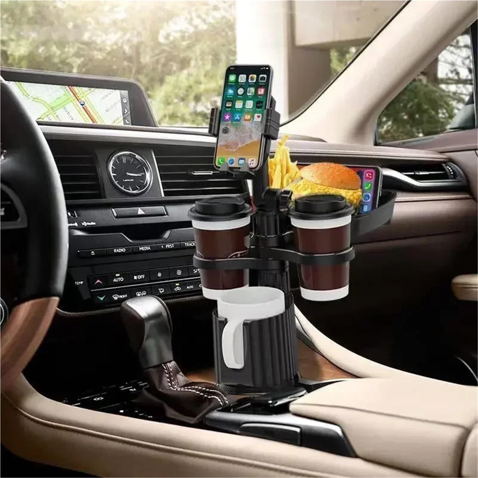 Soporte Auto Móvil Soporte para teléfono de Coche, Extensor de portavasos, Soporte para Botella de Bebida Ajustable Multifuncional, Soporte para Coche Desmontable Magnetic Phone Bracket