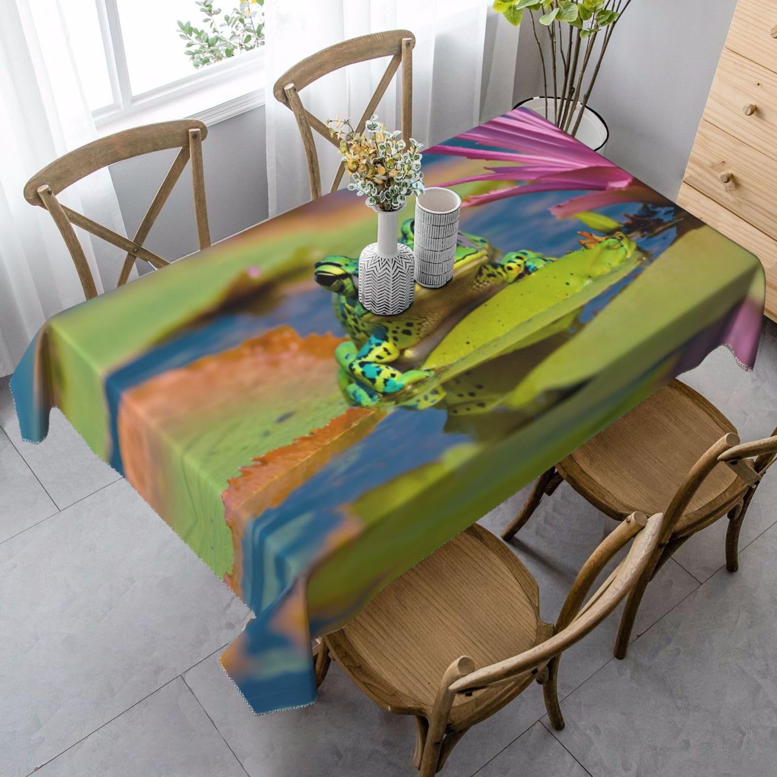 Nappe de table rectangle déperlante anti-tache grenouille