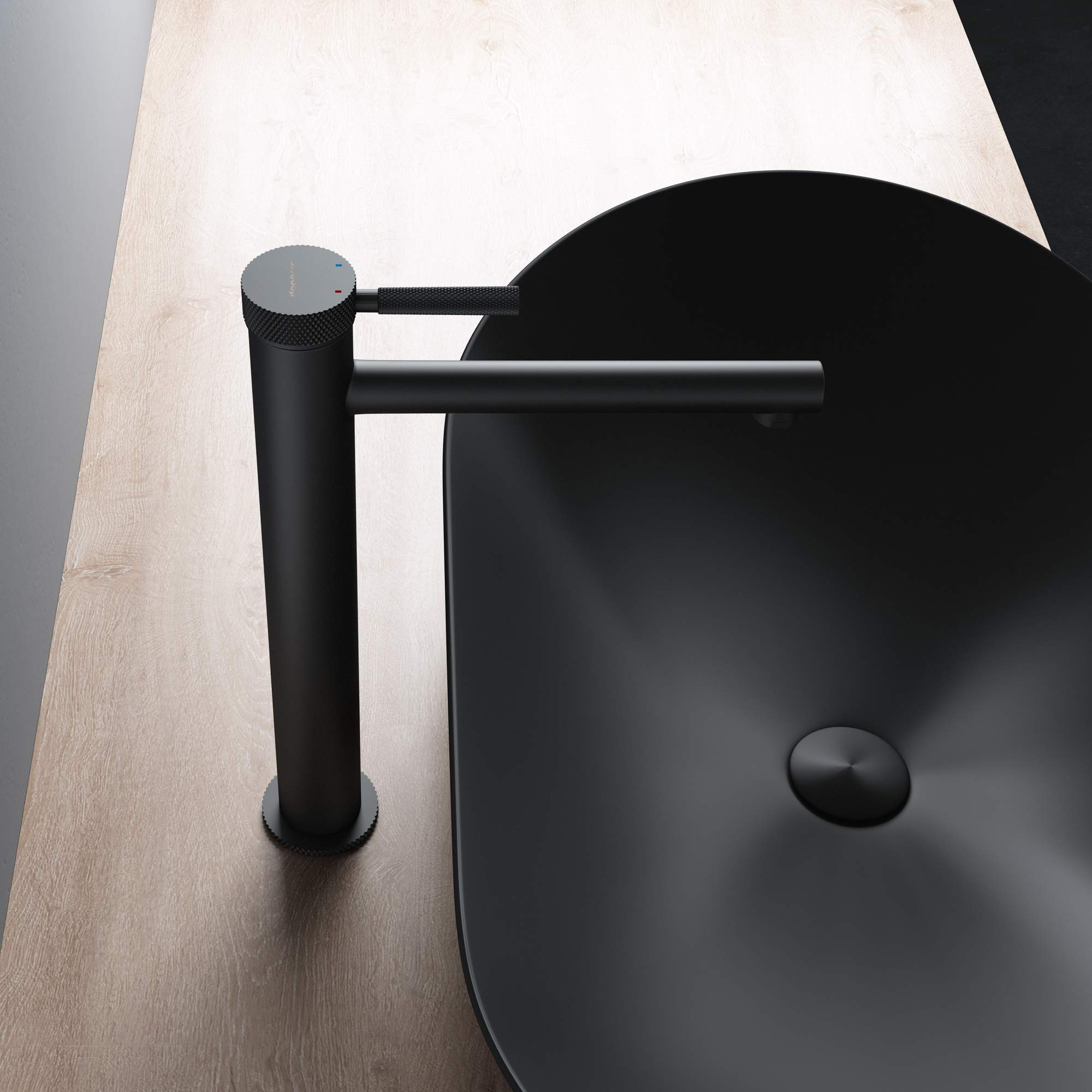 Mai & Mai Rubinetto Miscelatore Monocomando, Altezza 30.5cm, Nero Opaco | Rubinetto Bagno Lavabo Bidet Lavandino, WAO-7601-H