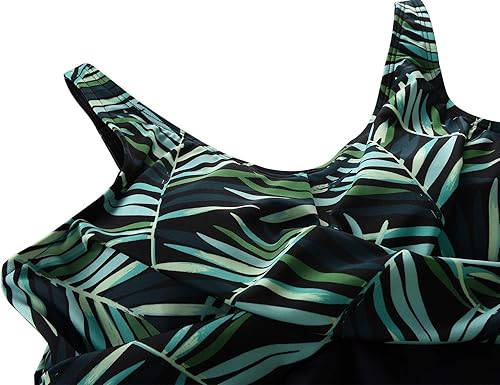 Miniatura 4 de Septangle Women's Two Piece Swimsuit V Neck Tankini Bathing Suit for Big Bust Plus Size Swimwear with Boy Short