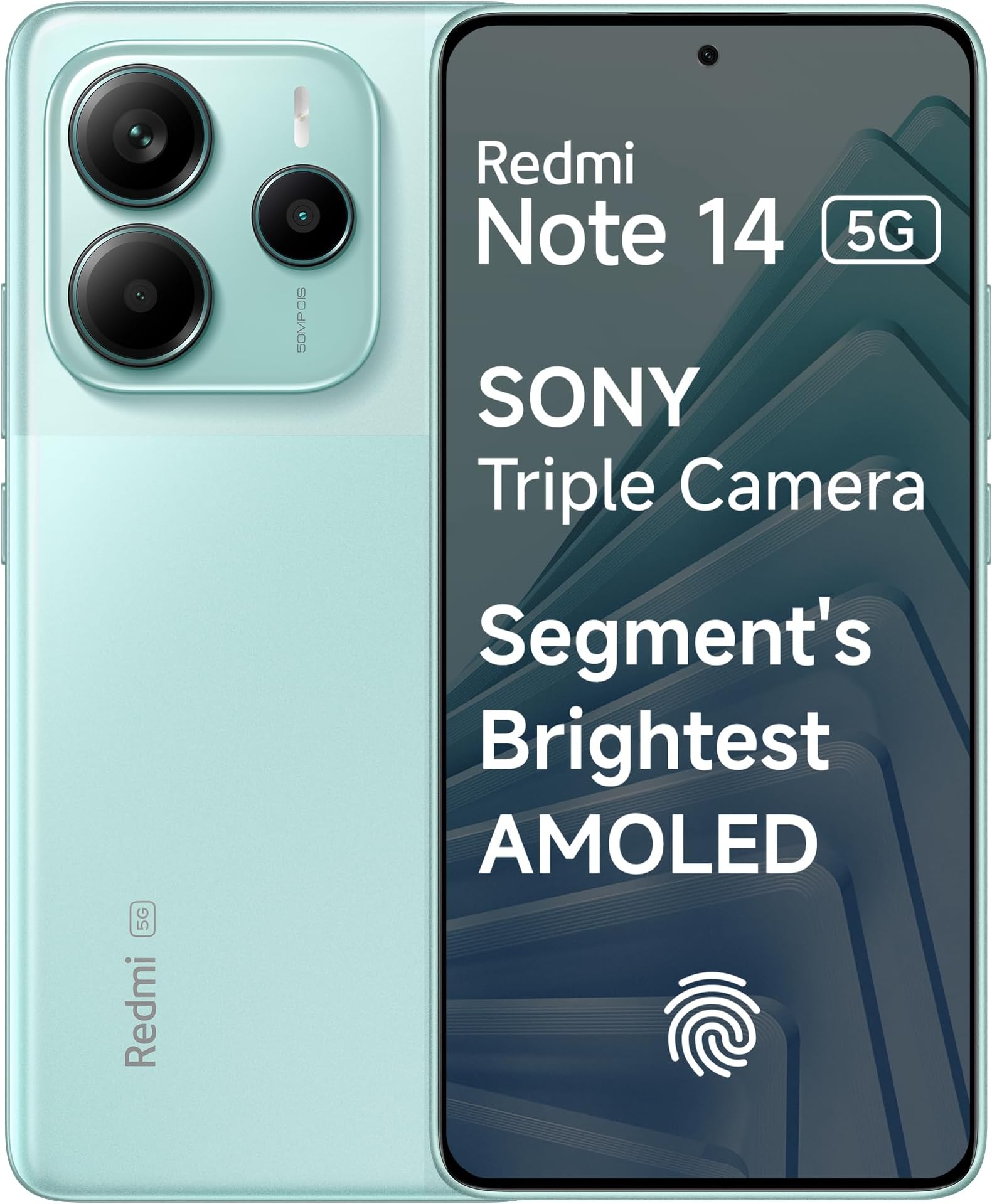 Redmi Note 14 5G (Ivy Green, 6GB RAM 128GB Storage) | Global Debut MTK Dimensity 7025 Ultra | 2100 nits Segment Brightest 120Hz AMOLED | 50MP Sony LYT 600 OIS+EIS Triple Camera