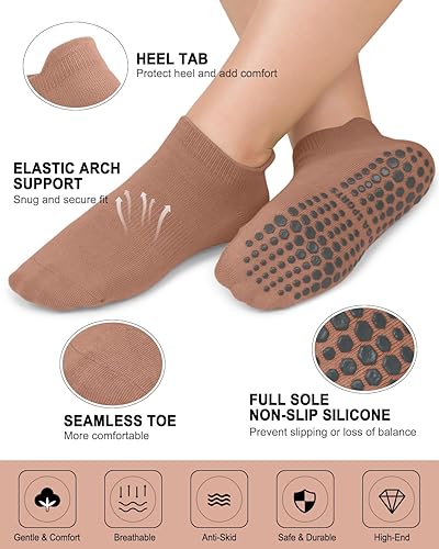 Miniatura 4 de 5 pares de calcetines de agarre para Pilates y yoga con agarre para mujer, calcetines deportivos antideslizantes para ballet, danza, entrenamiento,