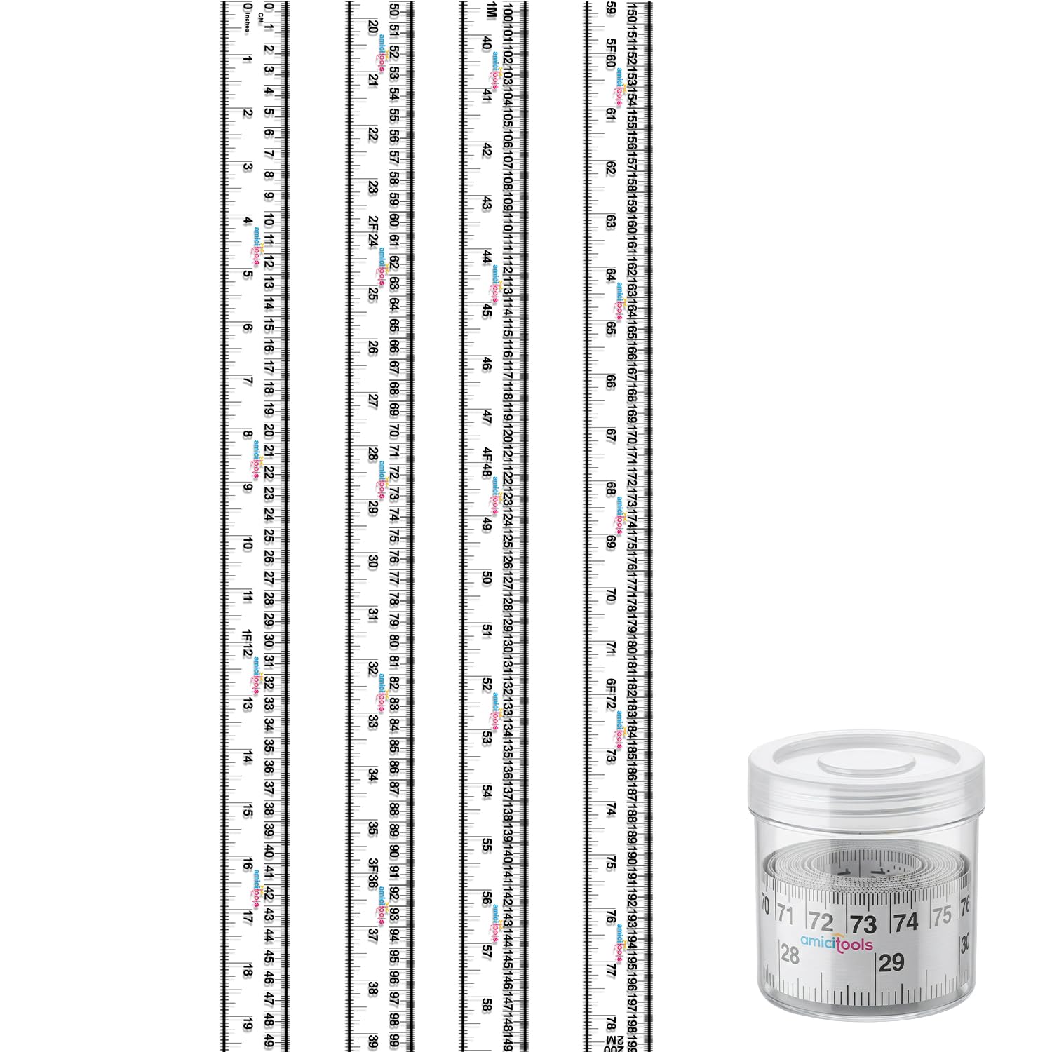 amiciTools Self-Adhesive Tape Measure Ruler 200 cm / 79 Inch | Sticky Measuring Scale for Workbench, Table Saw, Drafting & DIY Projects | Easy-Read Precision Measuring Tape (Pack of 2)-image-34
