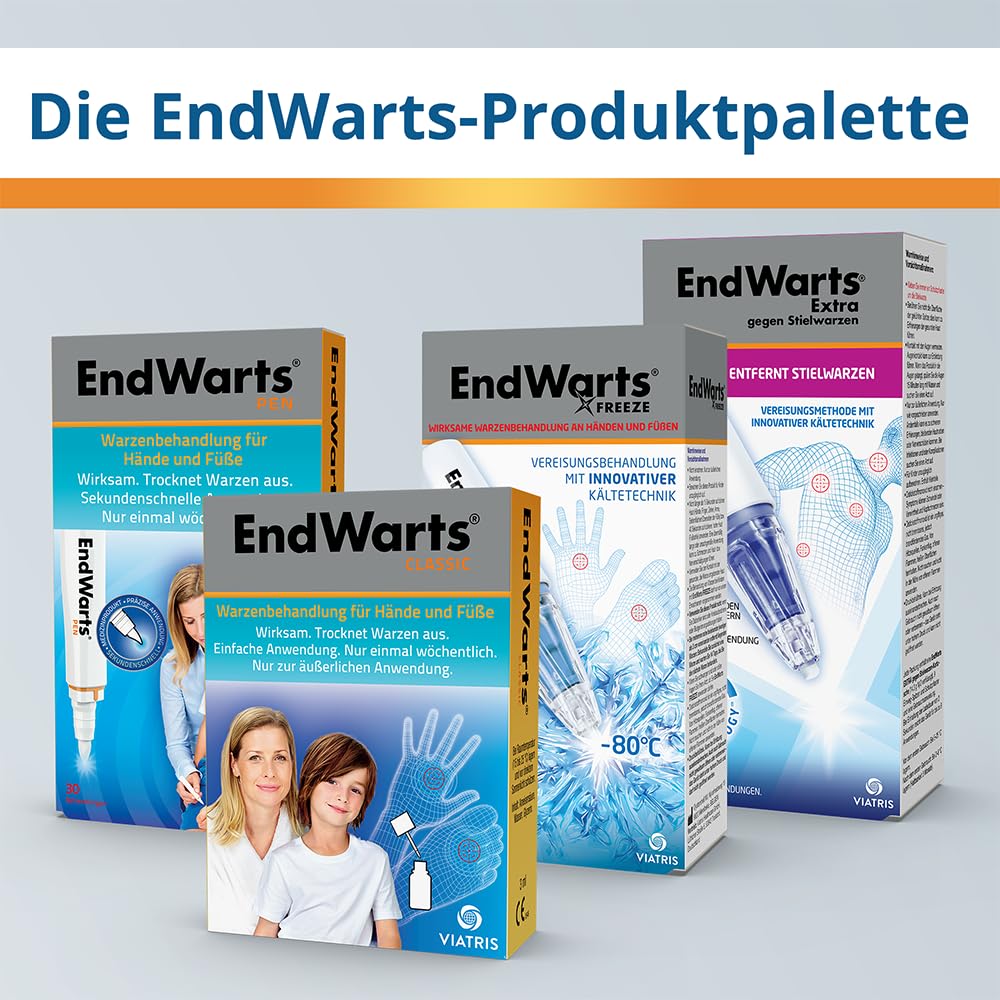 EndWarts FREEZE: Warzen & Dornwarzen behandeln, Vereisungsmittel zur Behandlung von Stielwarzen an Händen, Armen & Füßen, 7-Einweg-Spitzen