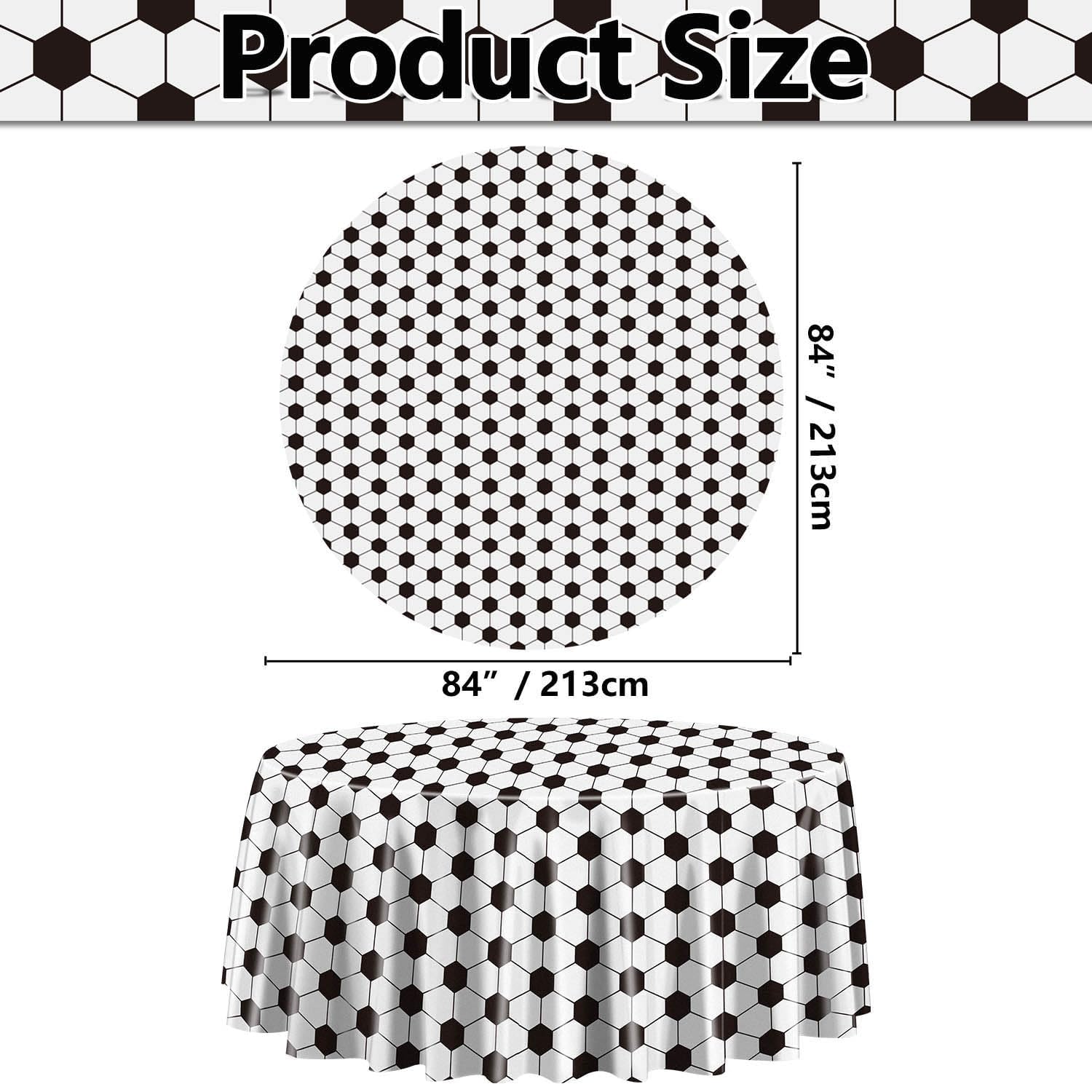PIXHOTUL 3 Pcs Soccer Tablecovers, Round Soccer Plastic Tablecloths, Soccer Party Supplies for Soccer Game Day, Kid's Birthday Party, Baby Shower, Soccer Team Party, 84 x 84 Inch