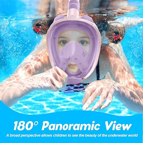 Miniatura 2 de Greatever Equipo de esnórquel para niños, regalo ideal de máscara de esnórquel para niños, máscara de esnórquel de cara completa para niños