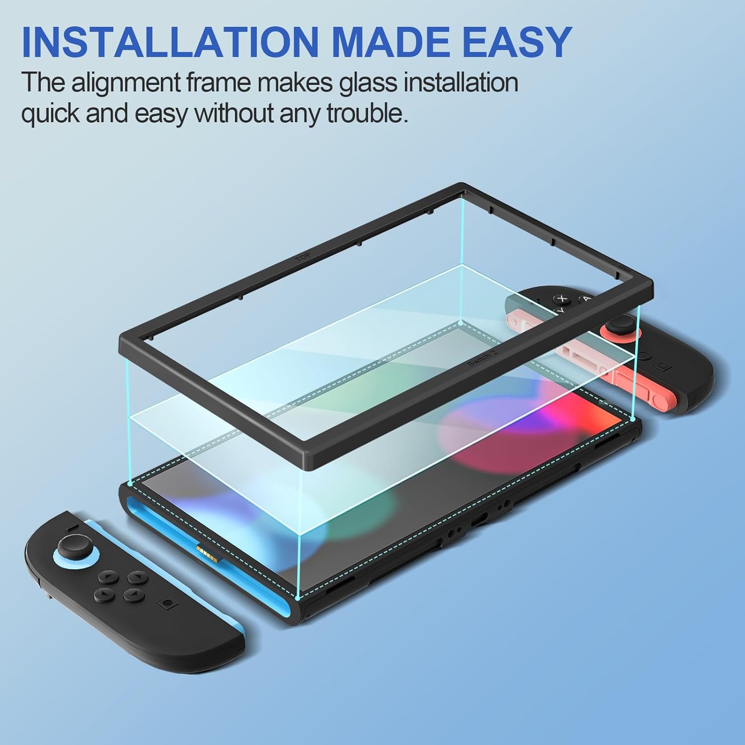 3-Pack Tempered Glass Screen Protector Compatible with Nintendo Switch 2 7.9" 2025, Screen Protector for Nintendo Switch 2 with Alignment Frame,Easy to install Protection Film, Anti-fingerprint - Image 3