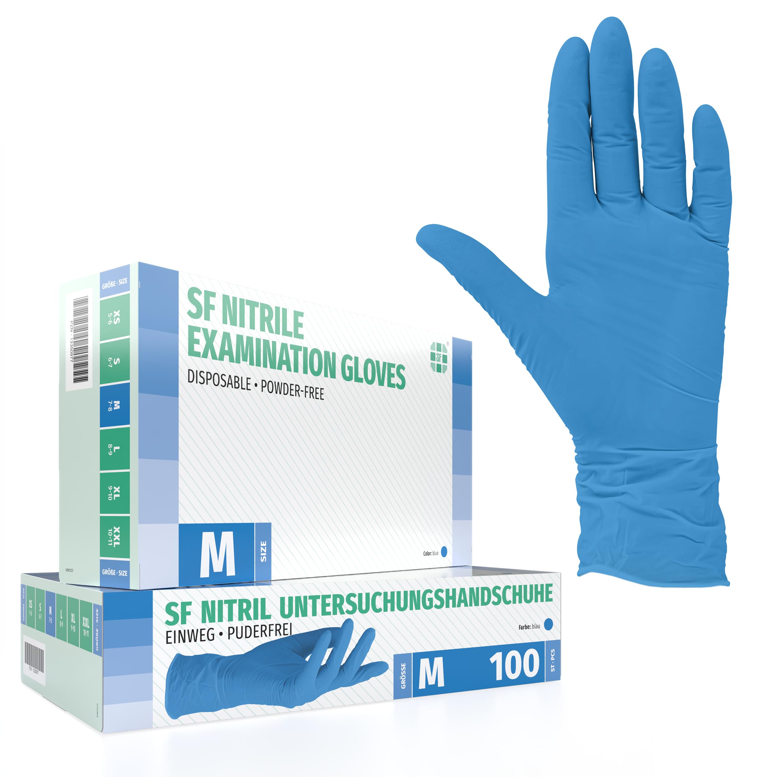 Nitrile Gloves 100 Pieces Box (M, Blue) Disposable Examination Gloves, Powder Free, Latex Free, Non Sterile, Medical, Tattoo, Gloves, Single Use