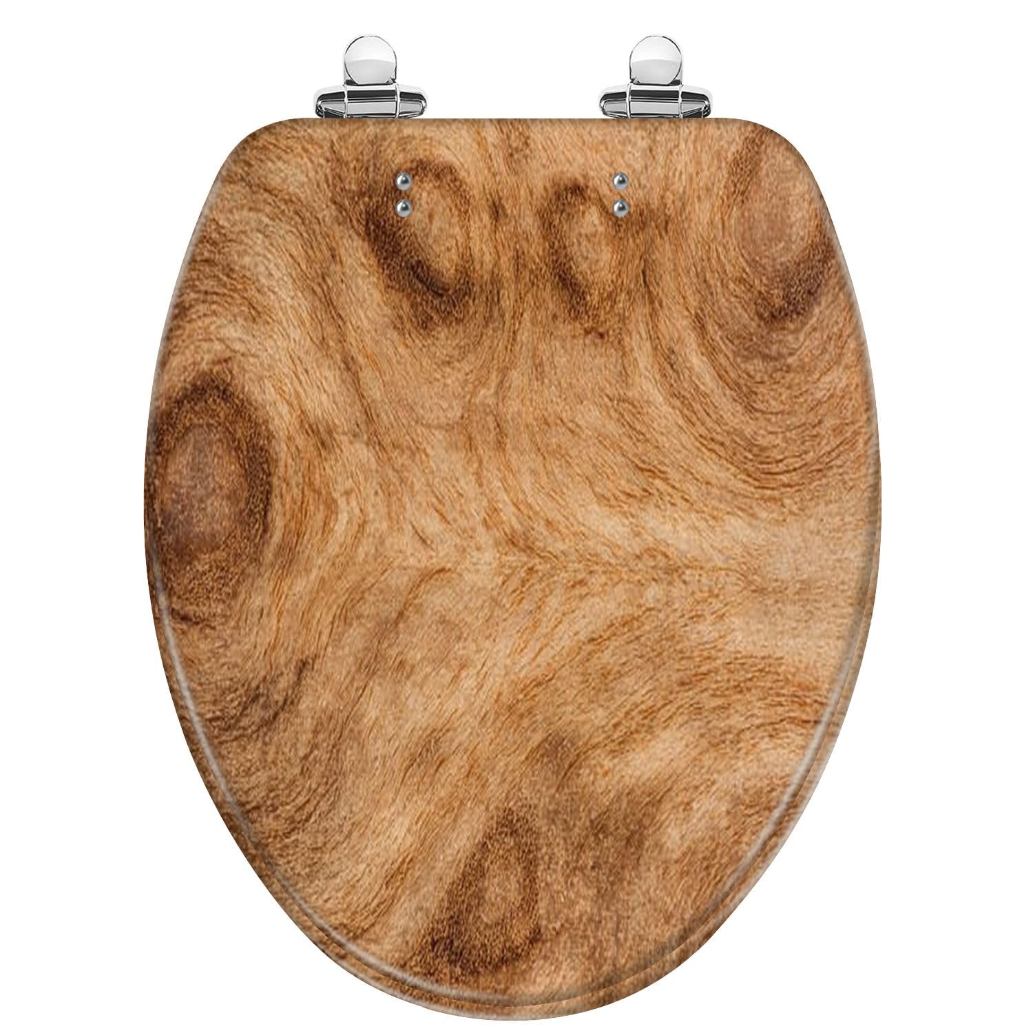 Tazyyzuu Multi9 Cedar Wood Resin Round Toilet Seat With Slow Close Lid Quick Release Hinges Easy Clean Design(,Elongated)