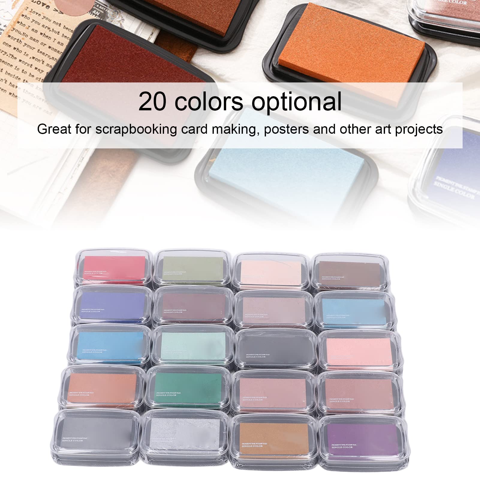 Almohadillas para sellos estilo retro, almohadilla de tinta para manualidades con dedos de esponja fina, 20 colores, almohadillas para sellos portátiles de alta saturación para