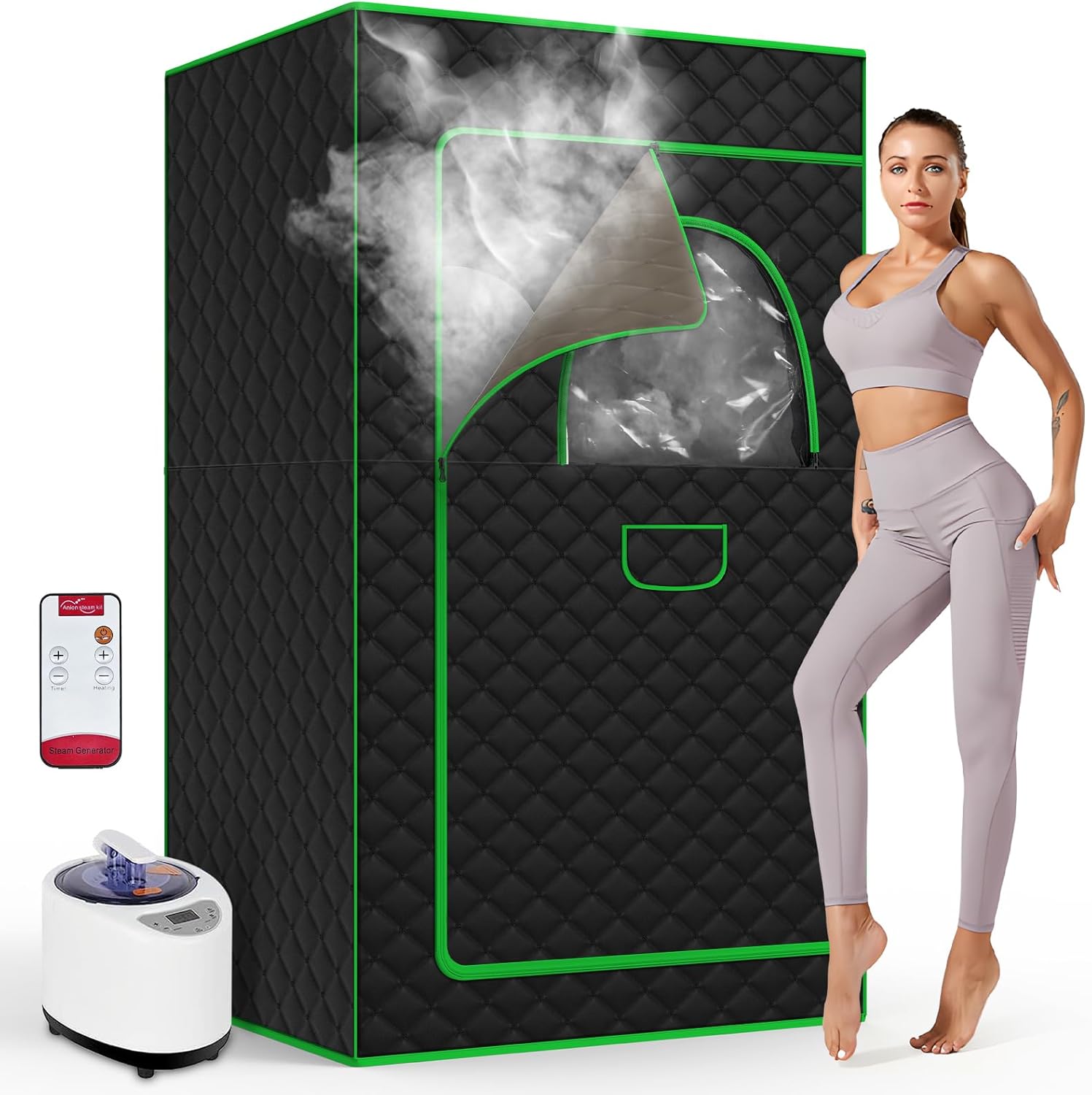 Portable Saunas Tent Full Size Steam Sauna for Home Relaxation, Large Size Sauna with 2.6l Steam Machine, Remote Control