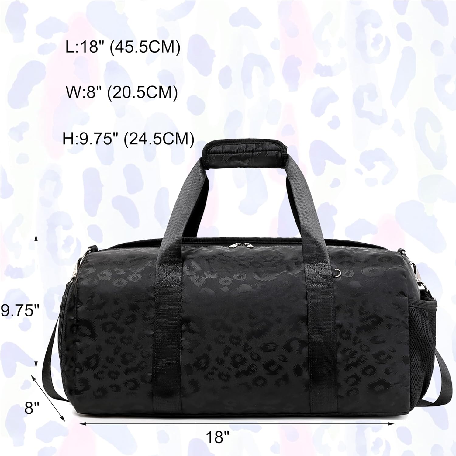 Dance Bag for Girls Duffle Bag Girls Overnight Bags Sleepover Gym Gymnastics Bags with Shoe Compartment and Wet Pocket,Leopard Shape - Image 6