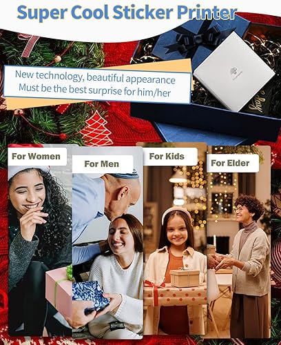 Miniatura 6 de M02 - Máquina impresora de calcomanías  Mini impresora fotográfica de 2 pulgadas con 3 rollos de papel adhesivo rosa, azul, lavanda  Mini impresora