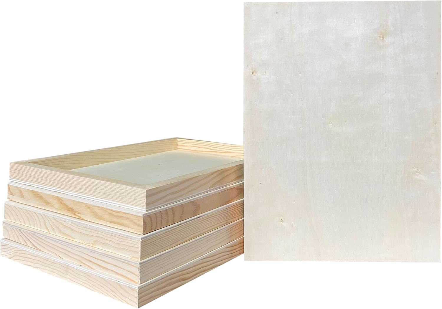 9x12 Wood Canvas for Crafts, 6-Pack Framed Wooden Panel Boards for Painting Pouring Crafts