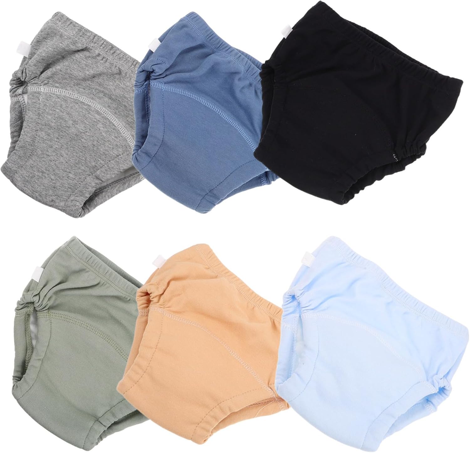 6pcs Reusable Training Pants Soft Absorbent Diaper Shorts for Newborns and Breathable for Home and Outdoor Activities Unisex Design Smoke Assorted Color