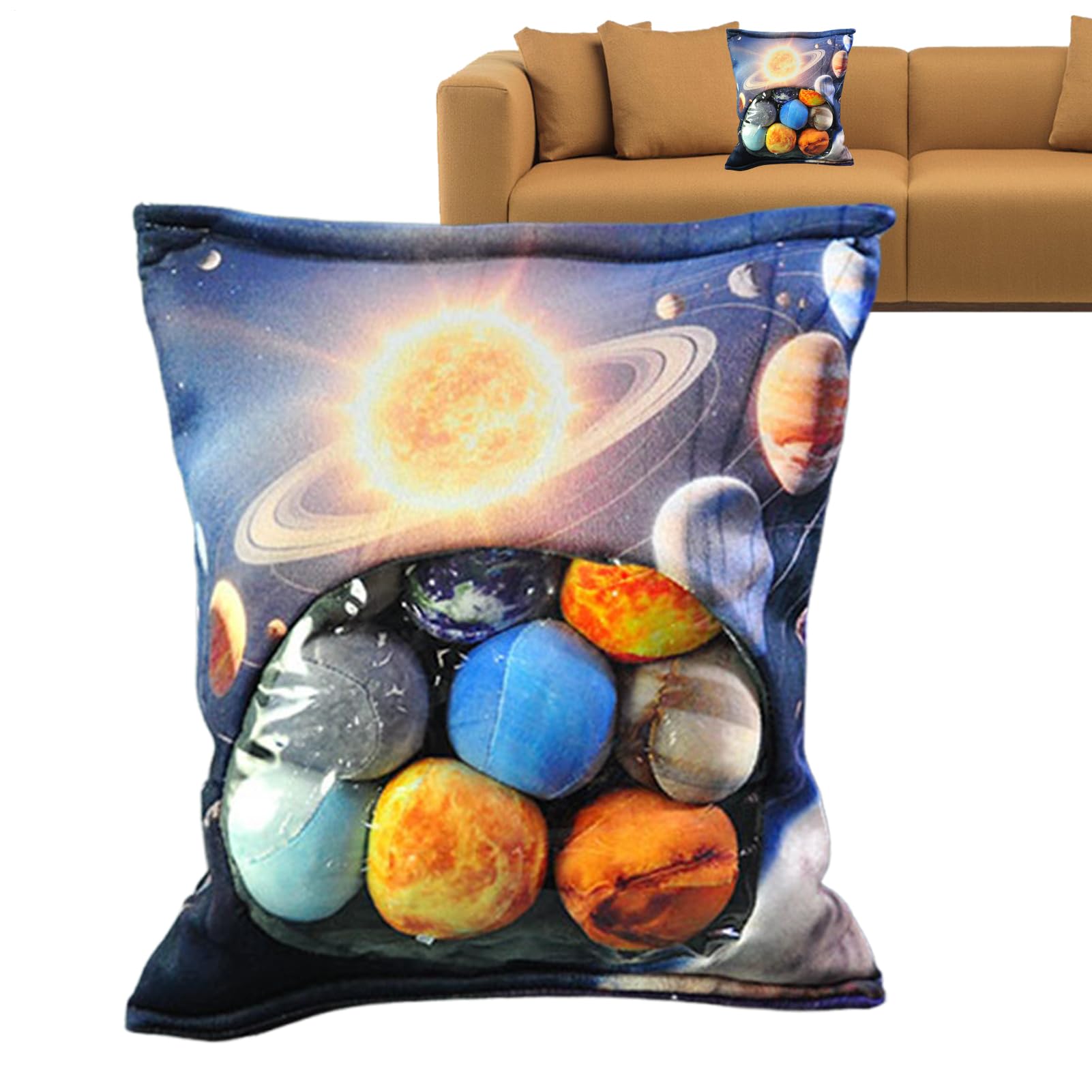 Coussin de décoration spatial en peluche douce pour canapé et lit enfant