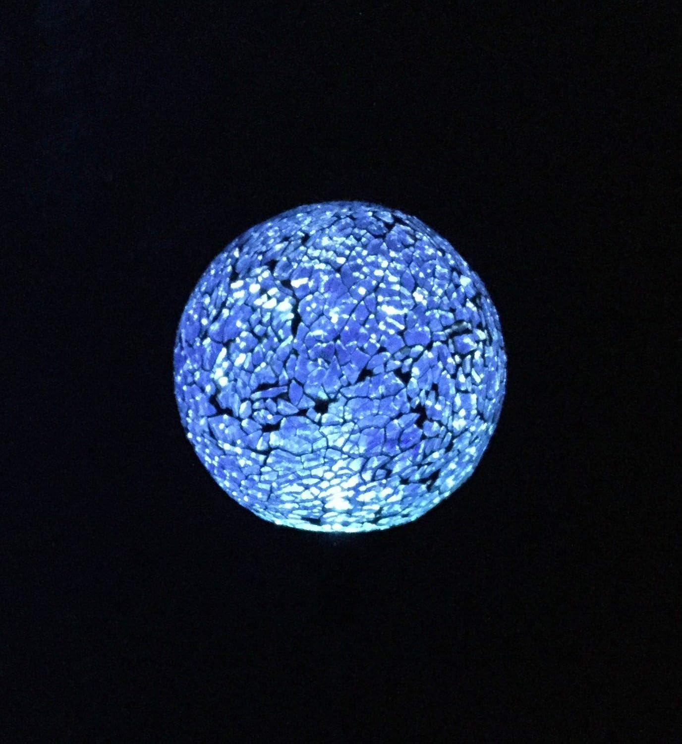 Solar Blue Mosaic Glass Ball Light (Ocean Blue Color), Garden Decor Stake Multi-Color Color Change Yard LED Lamp Light
