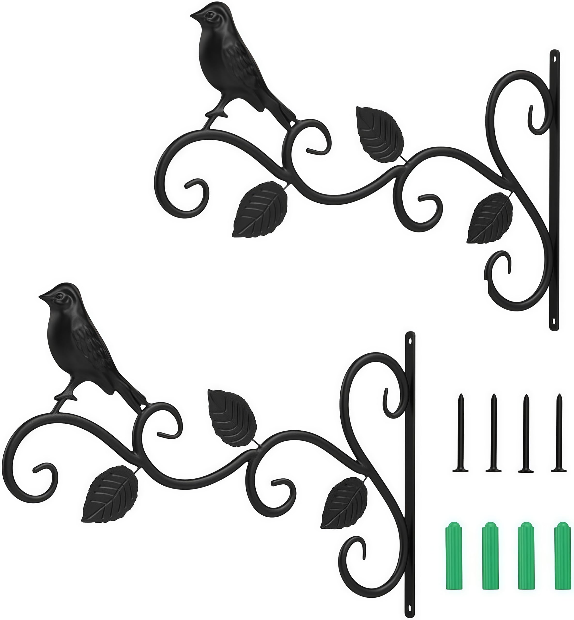 Supports de Panier à Suspendre pour extérieur, Crochets décoratifs en métal pour Plantes suspendues, mangeoires à Oiseaux, lanternes, 20 * 30cm(Noir)