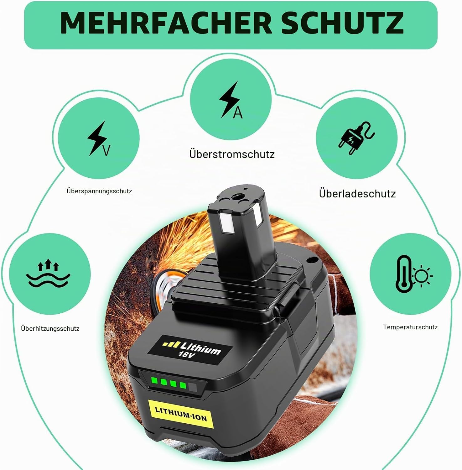 Lot de 2 Batteries RB18L50 18 V de Rechange pour Batterie Ryobi P108 RB18L40 RB18L25 RB18L15 RB18L13 P108 P107 P122 P104 P105 P102 P110 03 03 mit LED Affichage