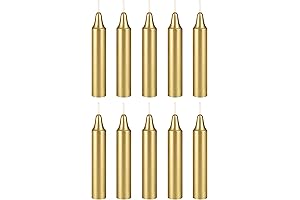 Gold Chime Candles, 10 pcs Unscented Exquisite Mini Taper Candles