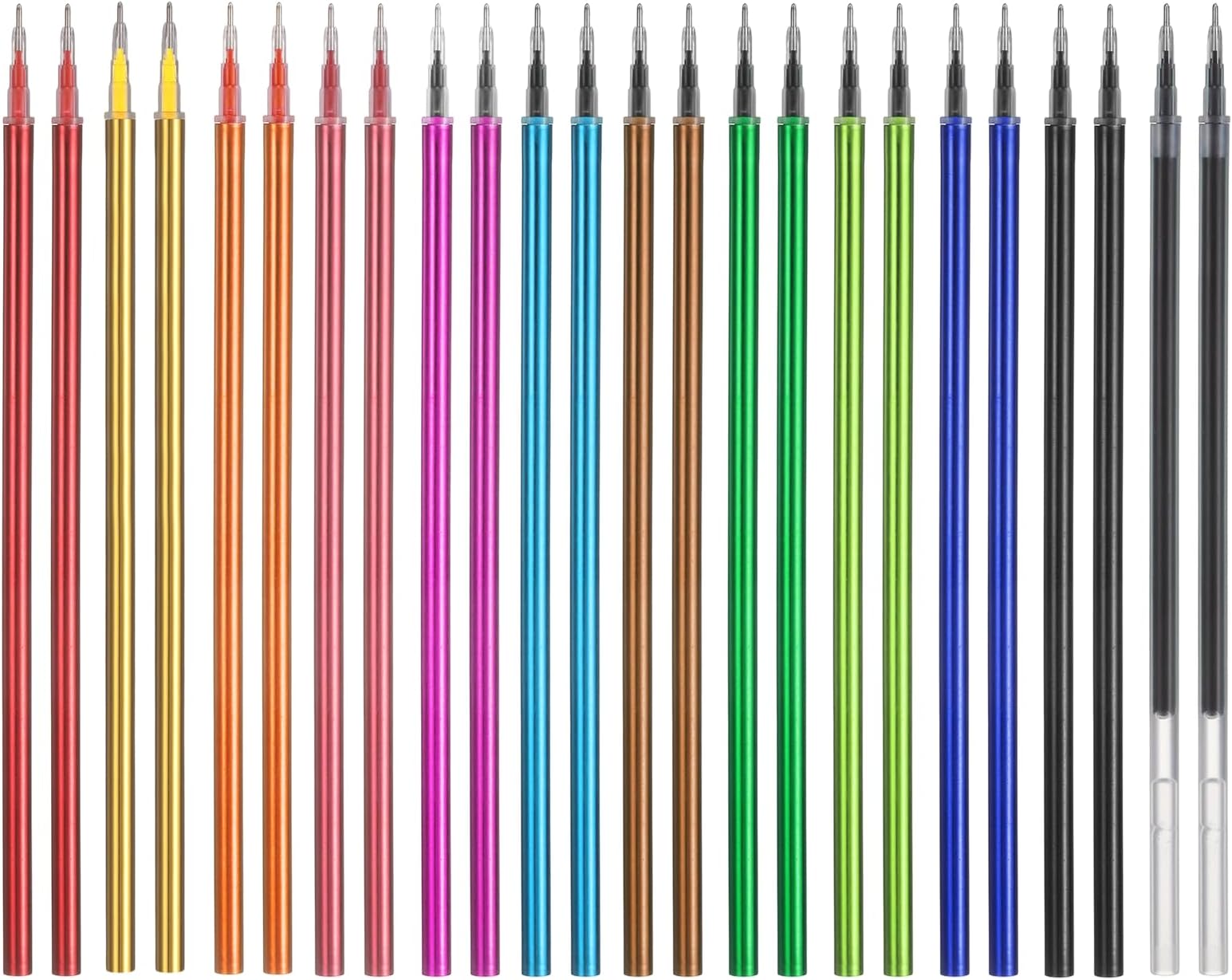 24Pack 0.5mm Gel Pen Refills for Coloring, Medium Point Gel Ink Pens Refills for Coloring Book Drawing Art Supplies Scrapbook Journaling, Multicolor