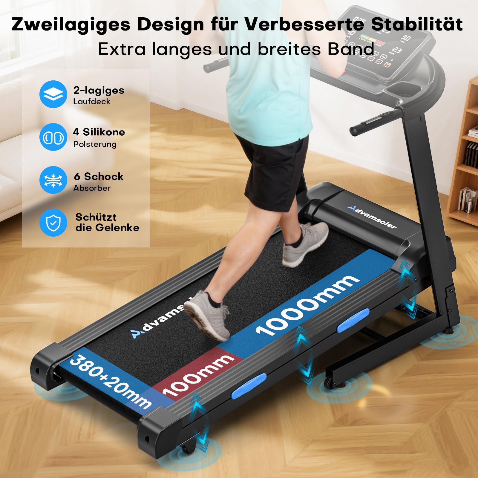Laufband Für Zuhause Klappbar mit Automatischer Neigung 15%, Walking Pad 14KM/H, Laufband mit 3,0-PS-Motor, 12 Voreingestellte Programme und Fitness App, Fitnessgeräte Belastung 160Kg