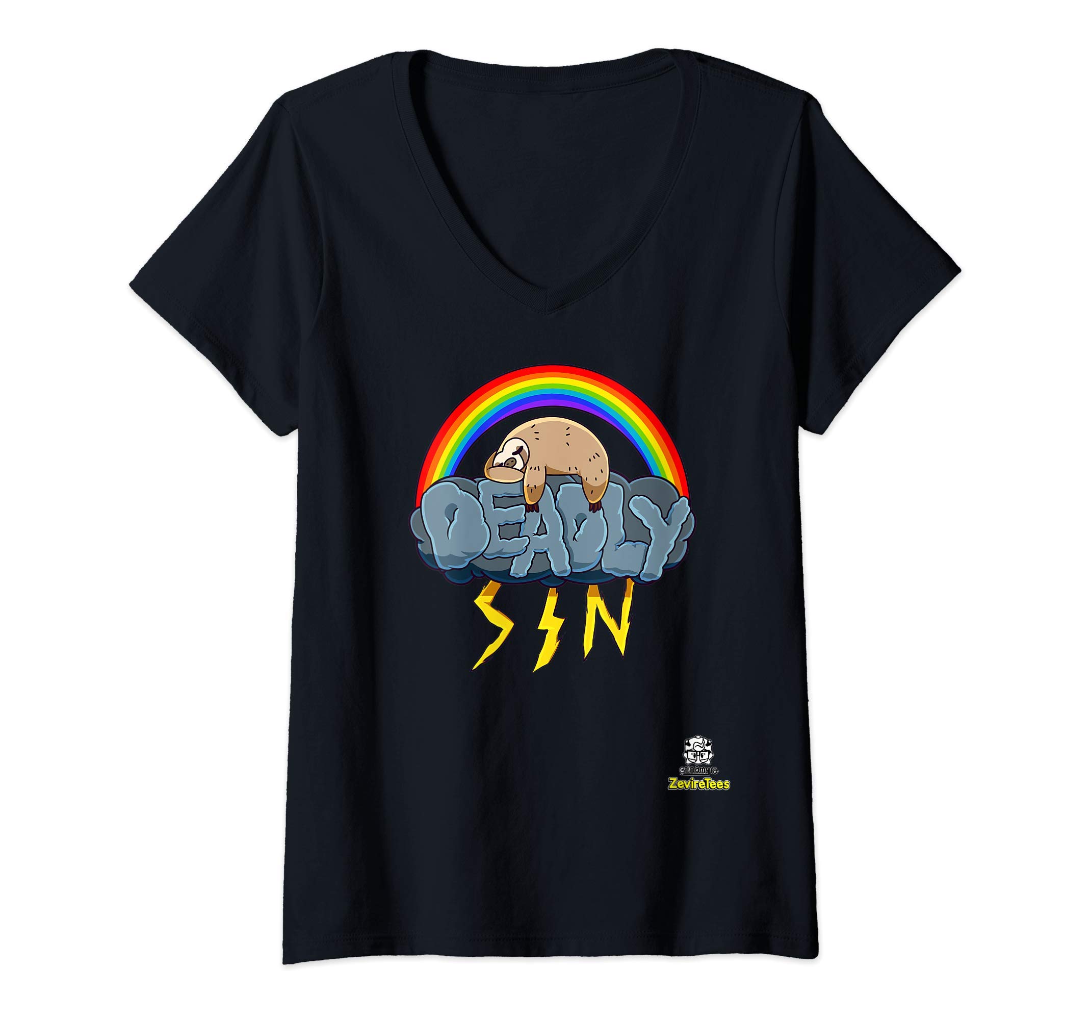 Womens Deadly Sin Sloth pun V-Neck T-Shirt