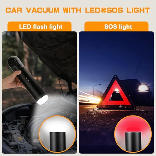 Miniatura 6 de Aspiradora portátil inalámbrica para automóvil, mini aspiradora de mano de alta potencia con un clic vacío, aspiradora 6 en 1, soplador de aire,