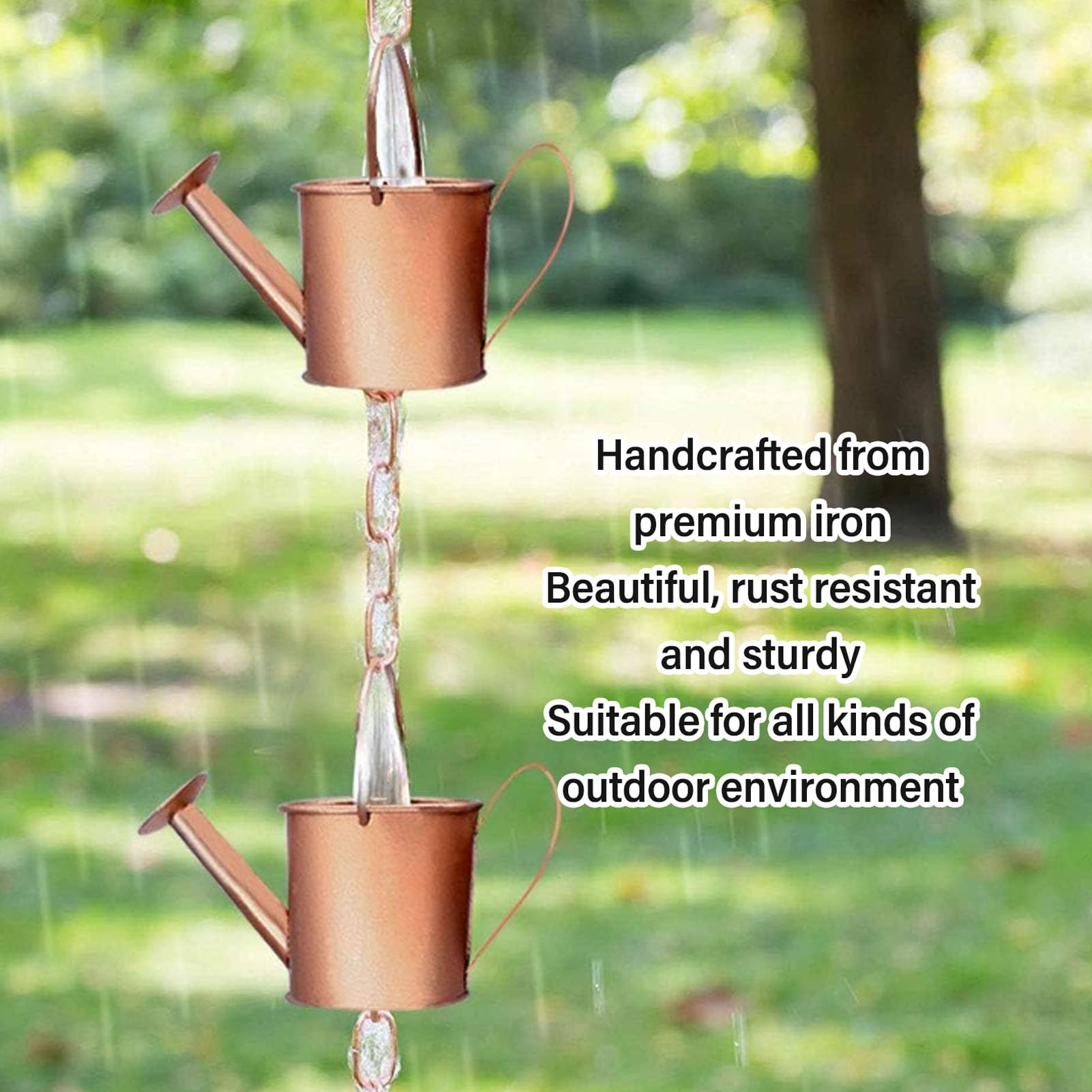 UMORNING Chaîne De Pluie Décorative En Fer En Forme De Seau Pour Gouttieres Descendantes 1448 Cm H 7 Tasses Pour Ramasser Leau De Pluie Chaine De Pluie Decoration De Jardin