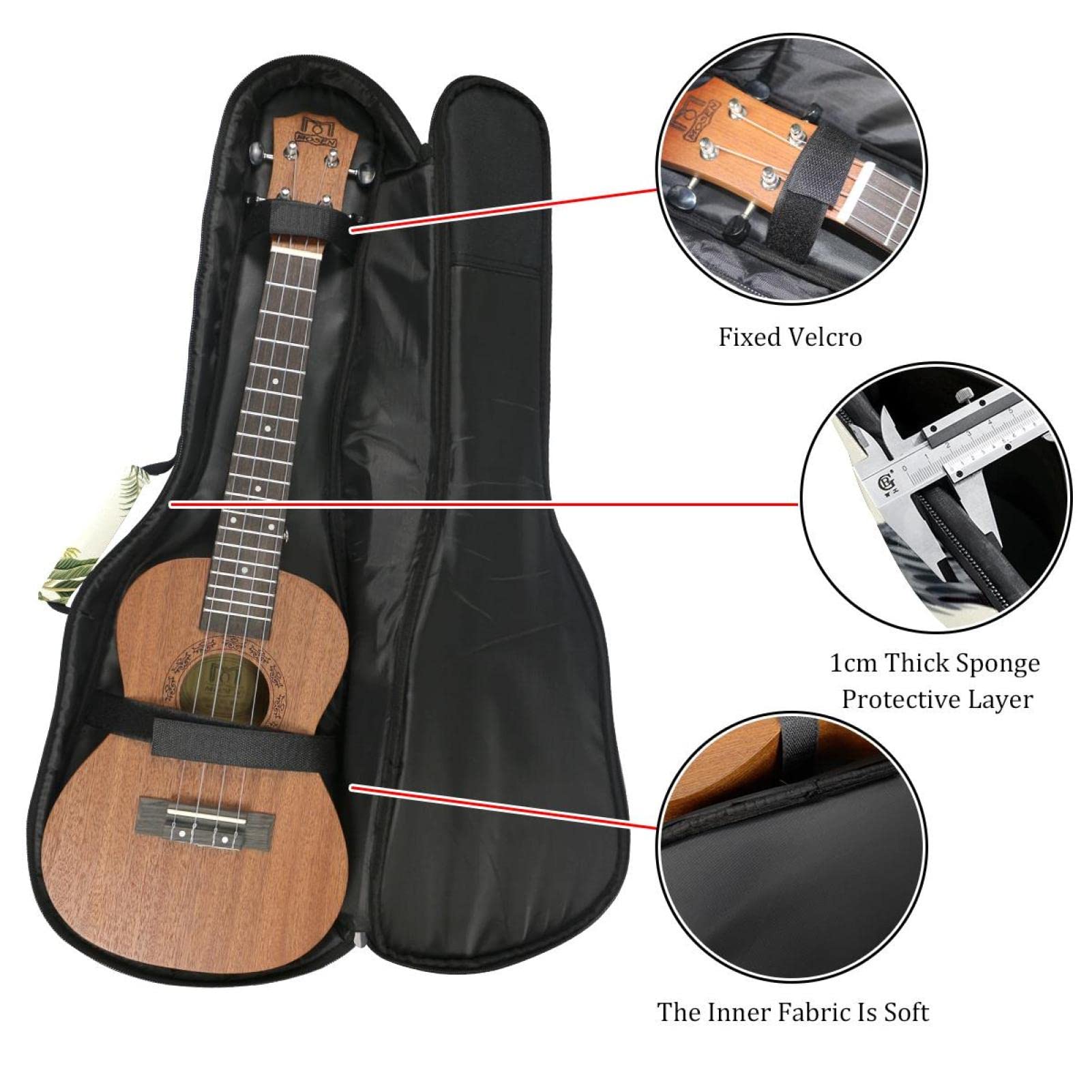 Custodia Per Ukulele Surwin - Imbottita, Con Cinghie Regolabili, Per Soprano 21-26 Pollici - Fiore Blu