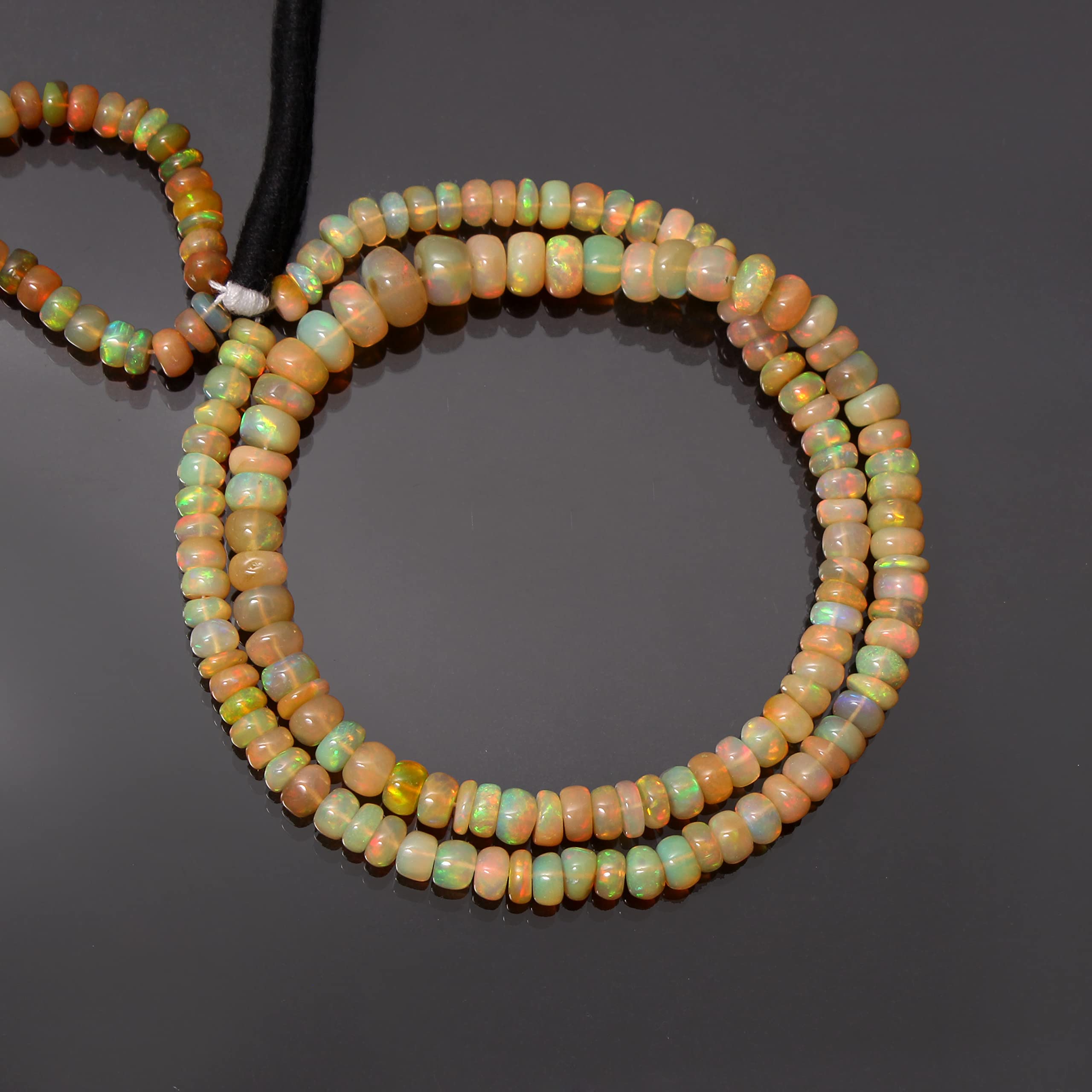 Ogniste koraliki z etiopskiego opalu, gładkie okrągłe koraliki z opalu, 5-8,5 mm Welo Fire Opal koraliki, naturalny opal 40 cm sznur